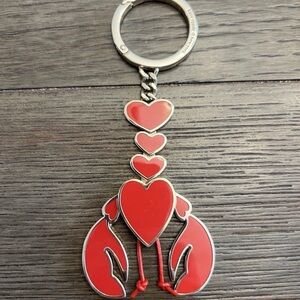 Rare Kate Spade New York Heart Lobster Keychain in Red Metal bag charm 13cm
